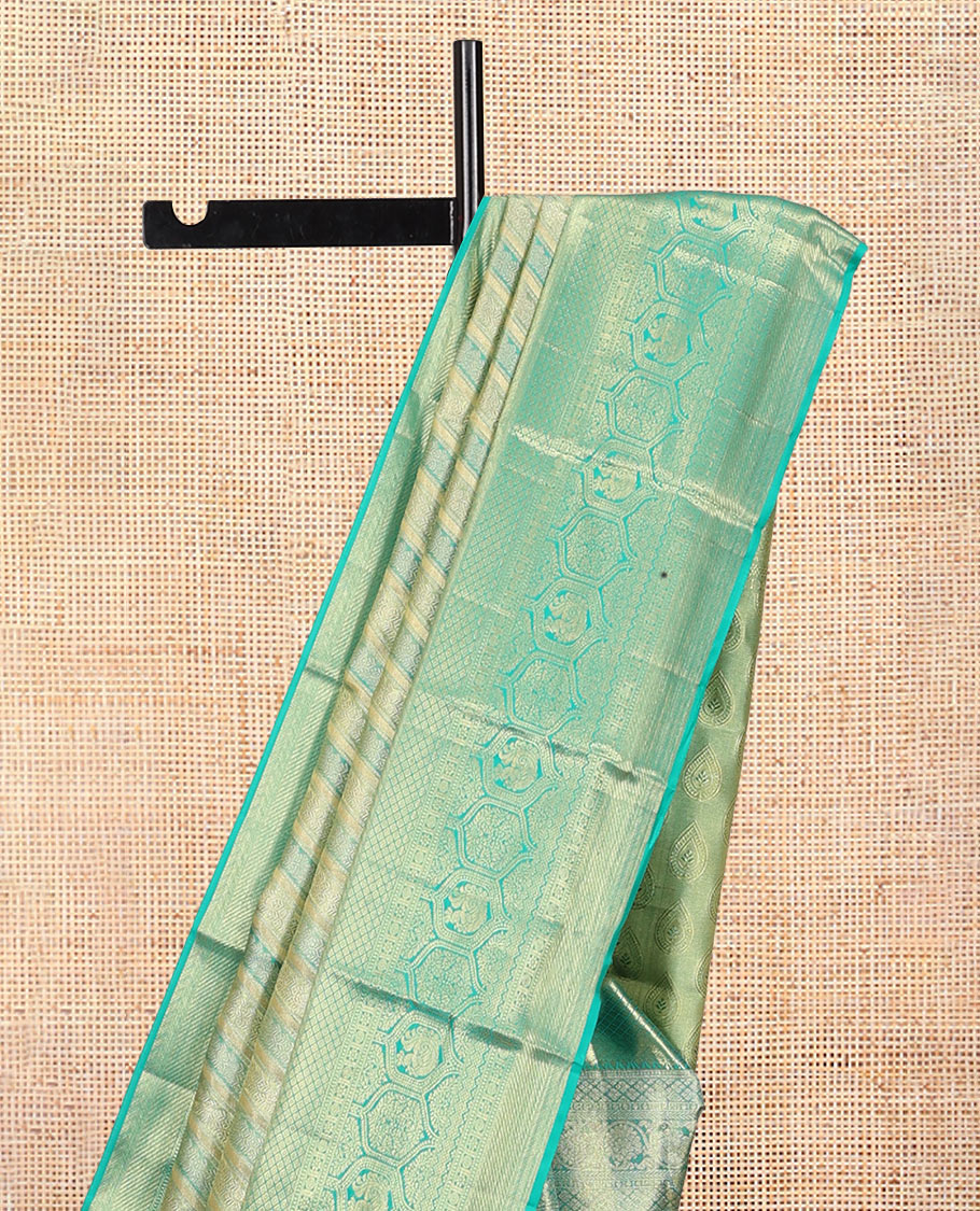 Turquoise Kanchipuram Tissue Silk Saree