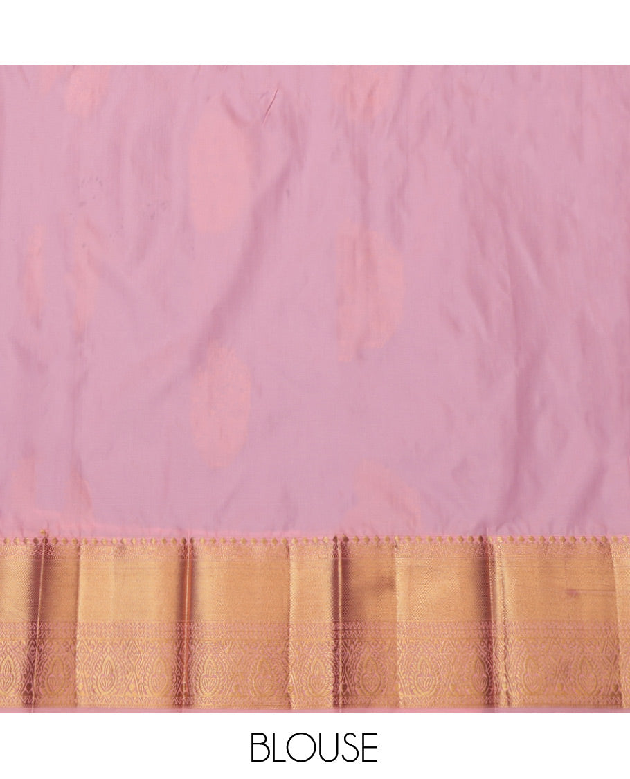 Blue Budget Silk Saree, Gleamed up with Zari Buttas and Stripes, Complemented by Contrast Traditional Zari Border, Grand Pallu and a Contrast Blouse