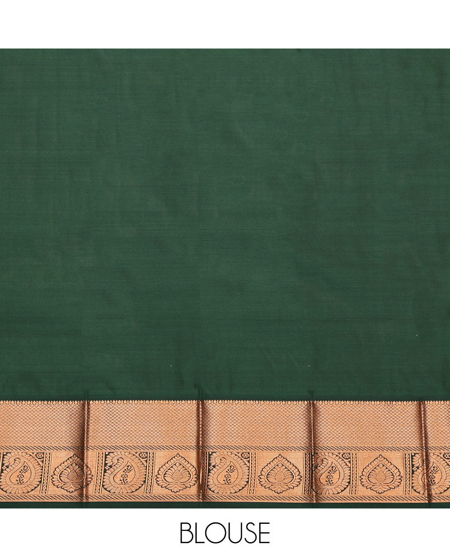 Orange Budget Silk Saree, Subtly Sparkled with Jacquard, Complemented by Contrast Traditional Zari Border, Grand Pallu, and a Contrast Blouse