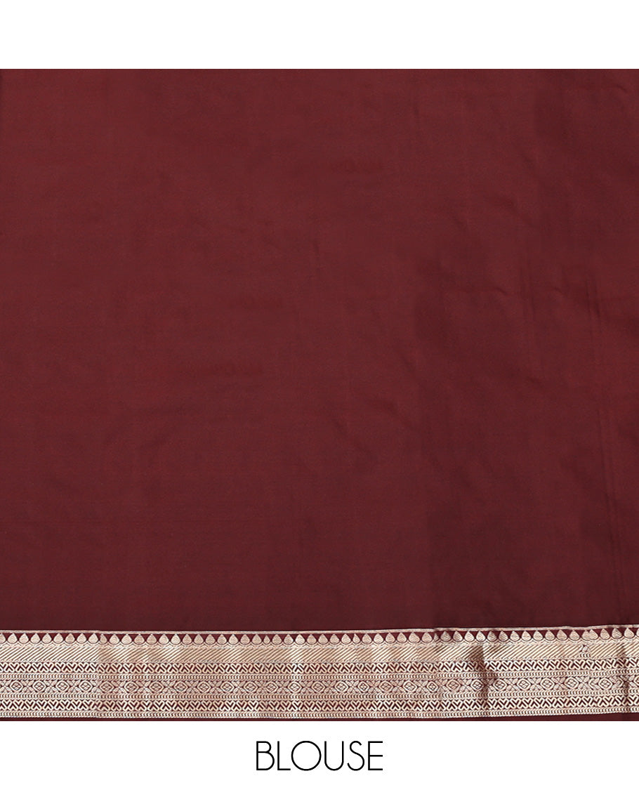 Orange Budget Silk Saree, Adorned with Zari Buttas All Over Its Body, Complemented by a Contrast Traditional Zari Design Border, Intricately Designed Pallu, and Paired with a Contrast Blouse