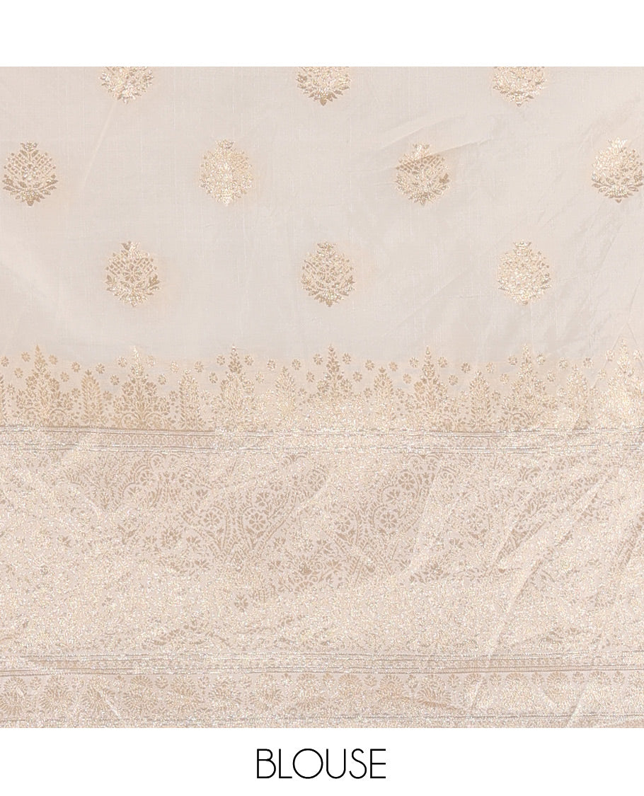 Cream Semi-Silk Half-Saree
