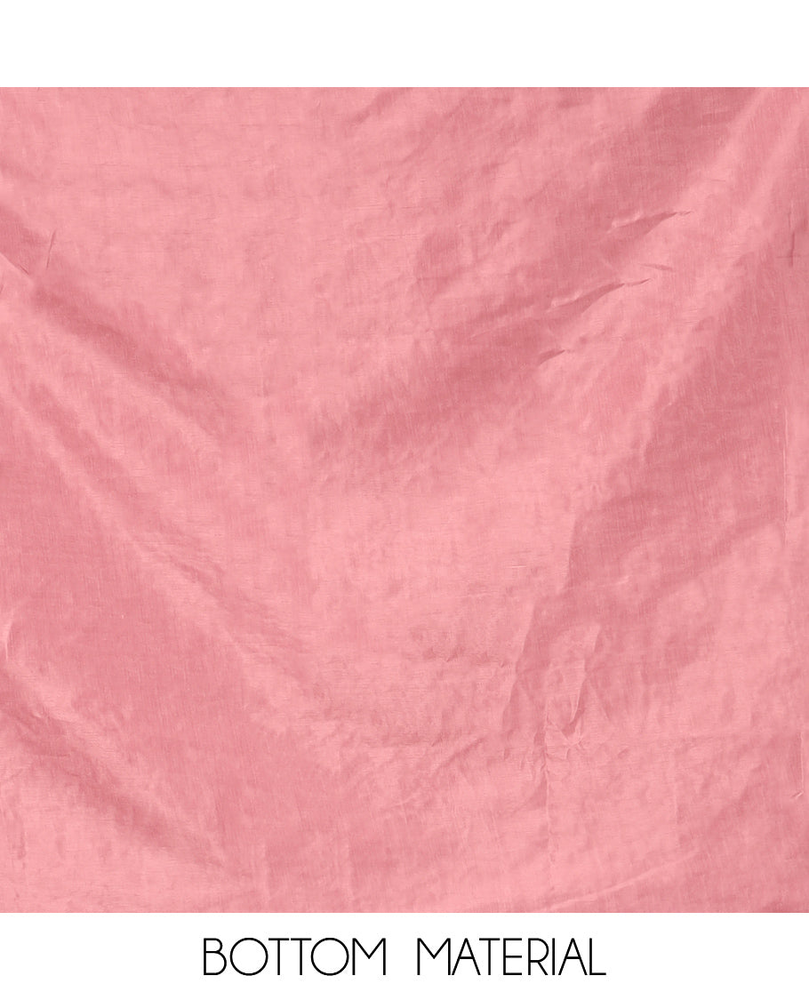 Onion Pink Fendy Organza Material Chudidar Set, Adorned with Neck Embroidered Top, a Santoon Bottom, and a Embroidered Dupatta