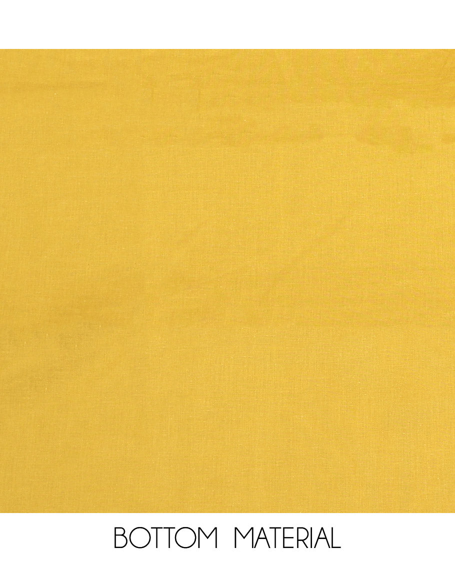 Yellow Cotton Material Churidar Set, Prettified with Floral Print and Embroidery Top, Floral Bottom, and a Printed Dupatta