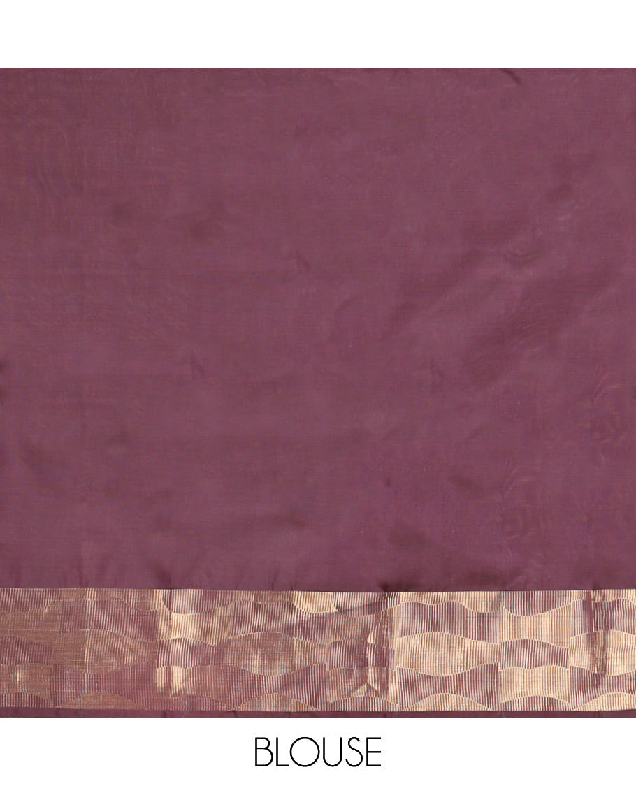 Brown buttas vasundhara elite silk saree with self zari design border & geometric zari design pallu