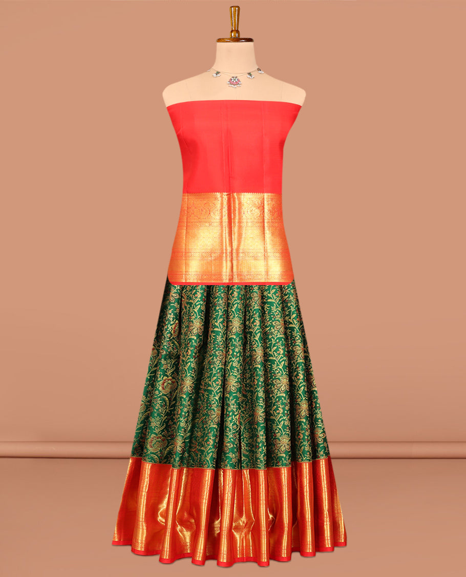 Green Pure-Silk Half-Saree