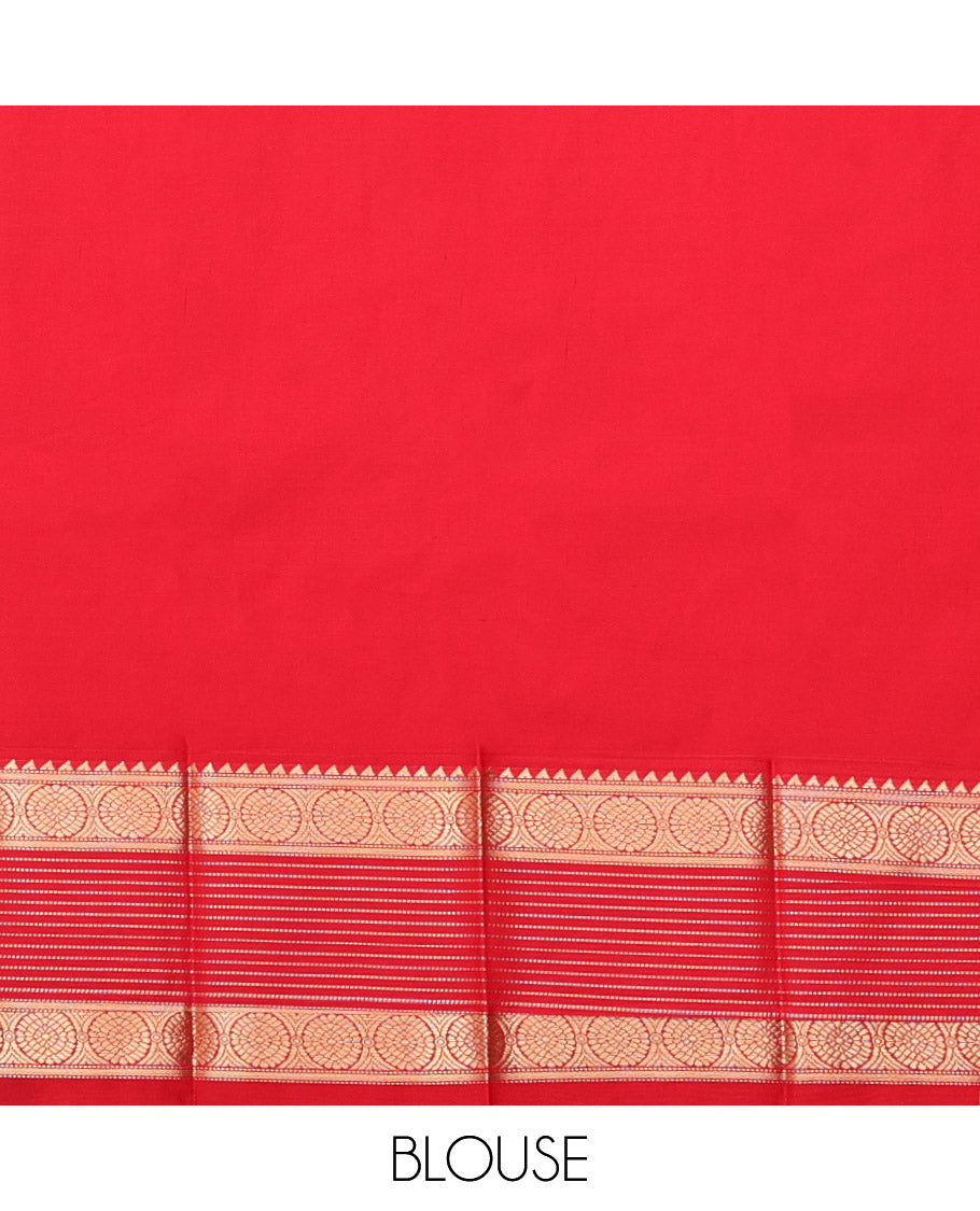 Maroon Budget Silk Saree, Woven with Zari Buttas, Complemented by a Contrast Traditional Zari Border, Jaal Pallu, and a Contrast Blouse