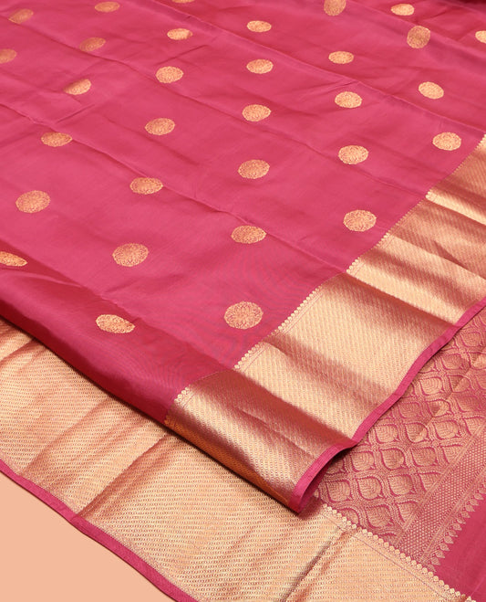 Red Vasundhara Lite Silk Mix Saree, Enriched with Zari Buttas, Highlighted by a Traditional Zari Border, Grand Pallu, and a Matching Blouse