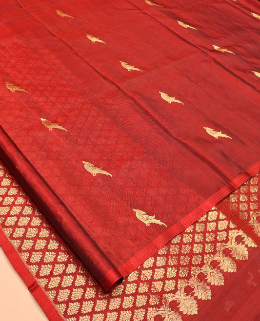 Borderless Red Venkatagiri Silk Saree