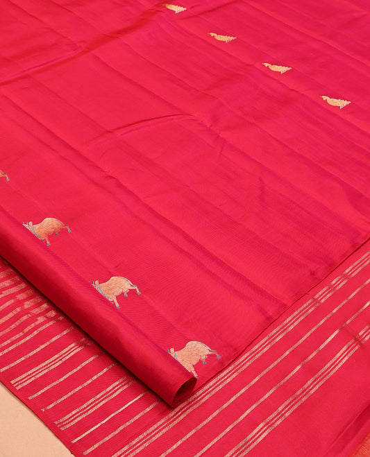 Borderless Red Mayuri Soft Silk Saree