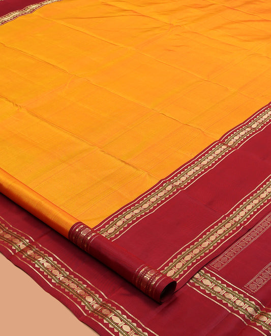 Orange Plain Kanchipuram Silk Saree