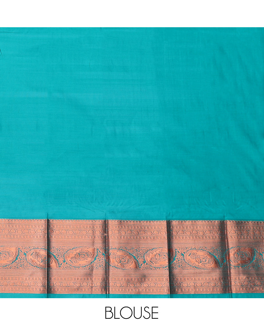 Yellow Budget Silk Saree, Gleamed Up with Zari Buttas, Complemented by a Contrast Traditional Zari Border, Grand Pallu, and a Contrast Blouse