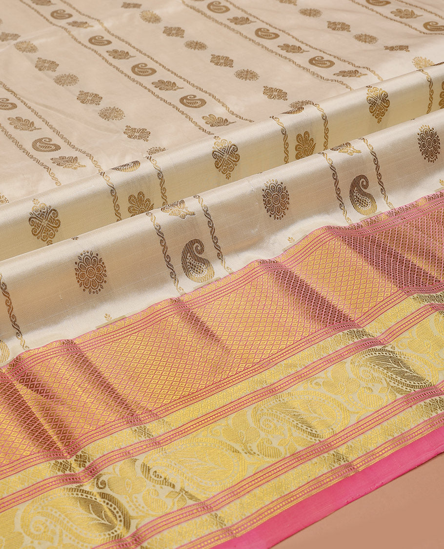 Cream Pure-Silk Half-Saree