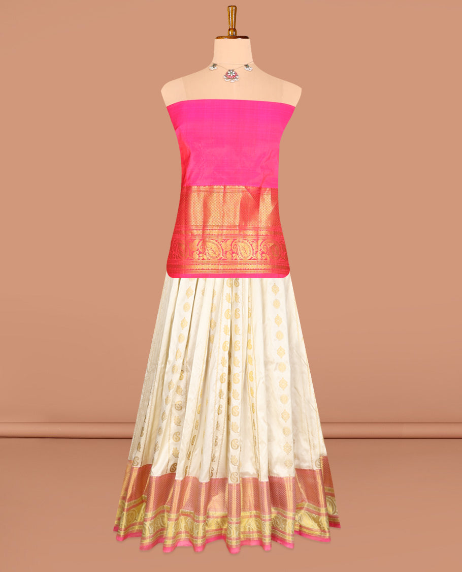 Cream Pure-Silk Half-Saree
