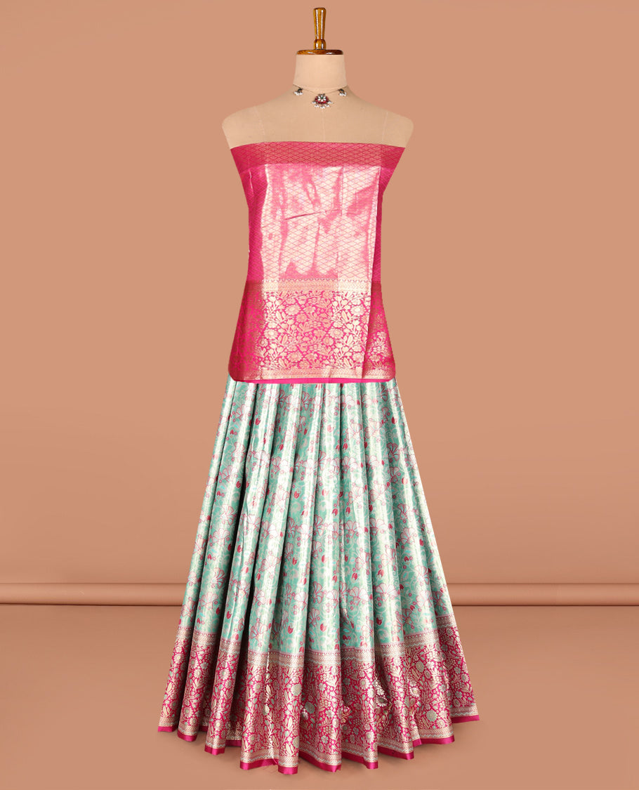 Turquoise Art Silk Half-Saree