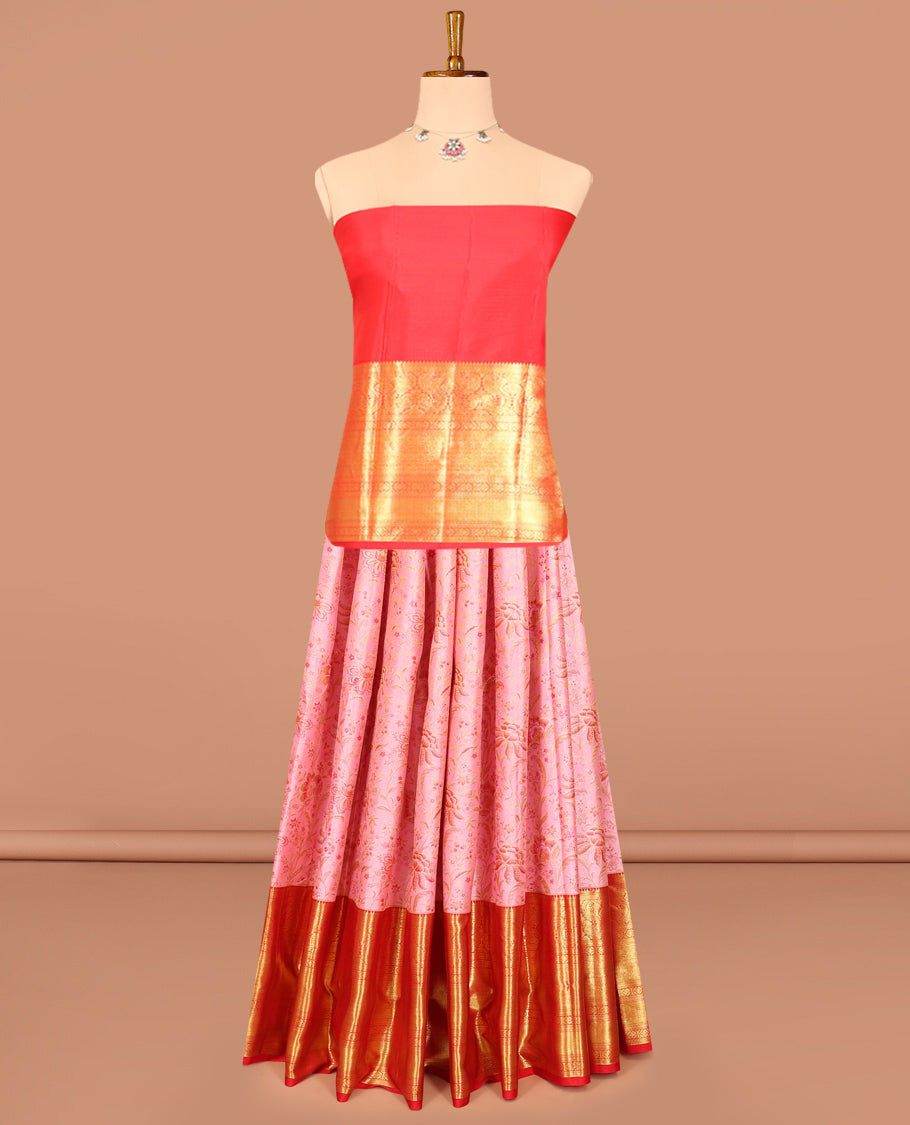 Pink Pure Silk Half-Saree