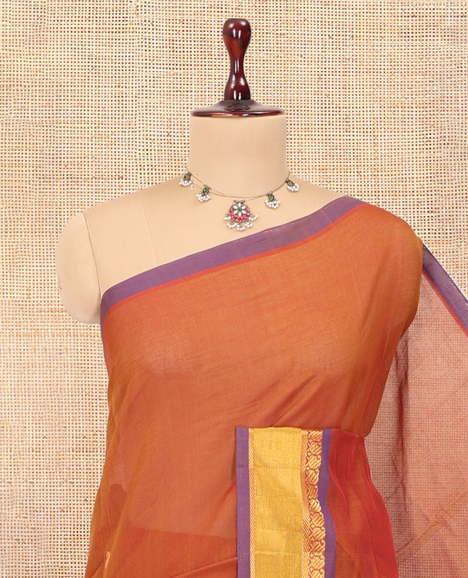 Rust Venkatagiri Cotton Saree