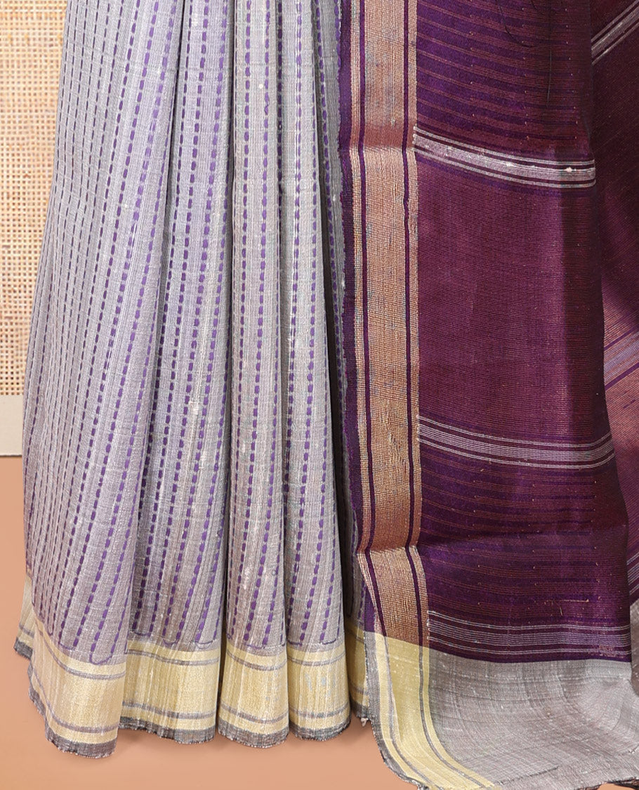 Grey Dupion Saree