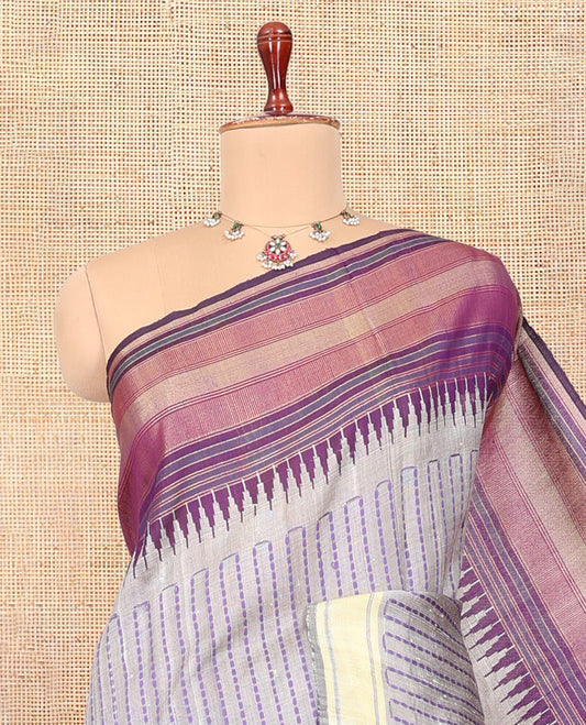 Grey Dupion Saree