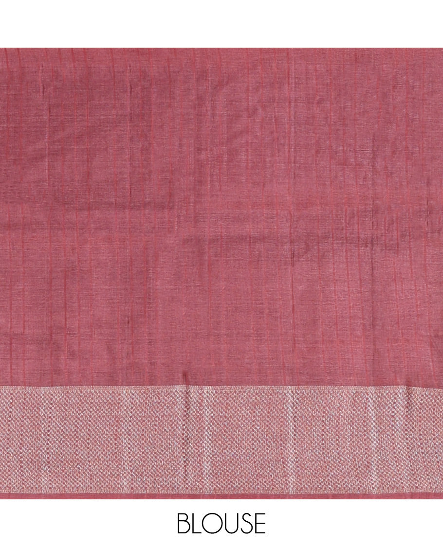 Light Maroon Tussar Silk Saree