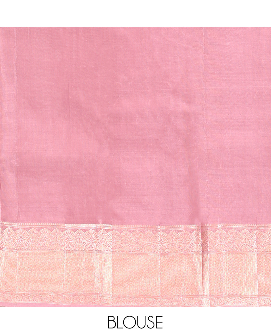 Rosewood Pink Jacquard Design Kanchipuram Wedding Silk Saree