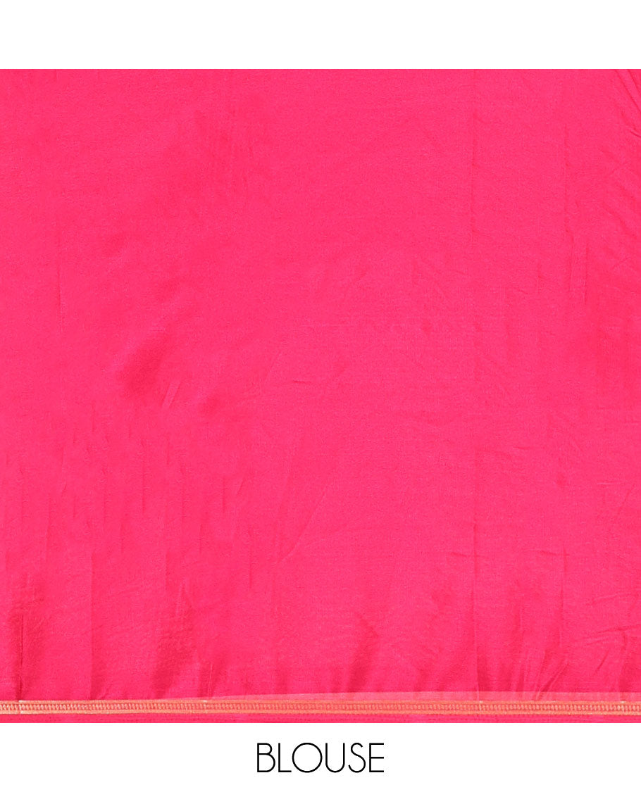 Dark Pink Semi-Mysore Silksaree, a Traditional Zari Border, a Matching Blouse