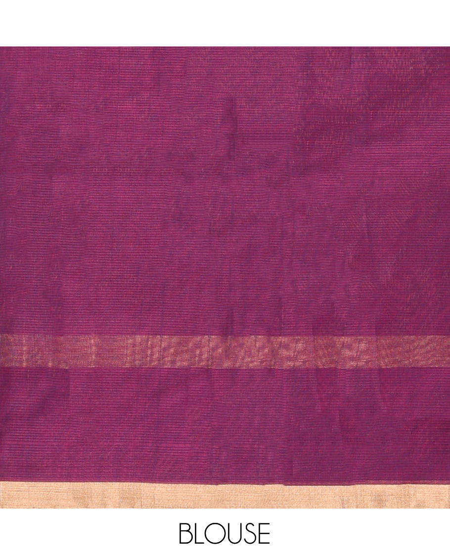 Green Silk Cotton Saree, Crafted with Floral Buttas, a Contrast Floral Motif Border, Intricate Pallu, and a Contrast Blouse