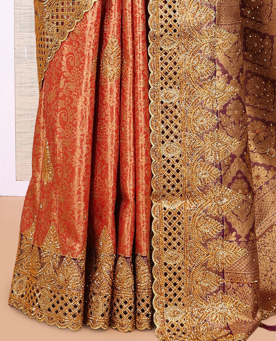 Rust Mysore Silk Saree