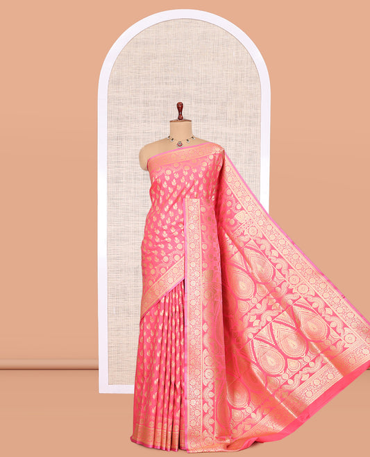 Pink Banaras Nylon Saree