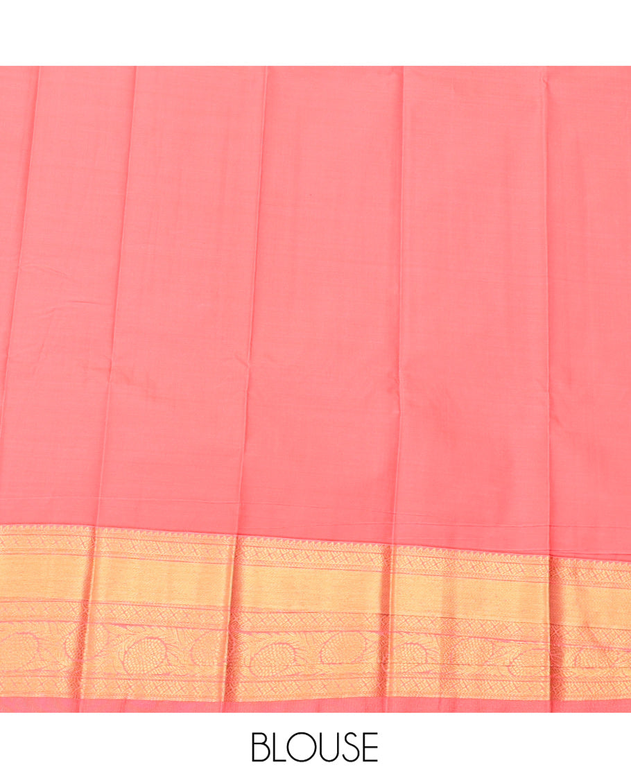 Green Budget Silk Saree, Crafted with Zari Buttas, Contrast Traditional Zari Border, Grand Jaal Pallu, and a Contrast Blouse