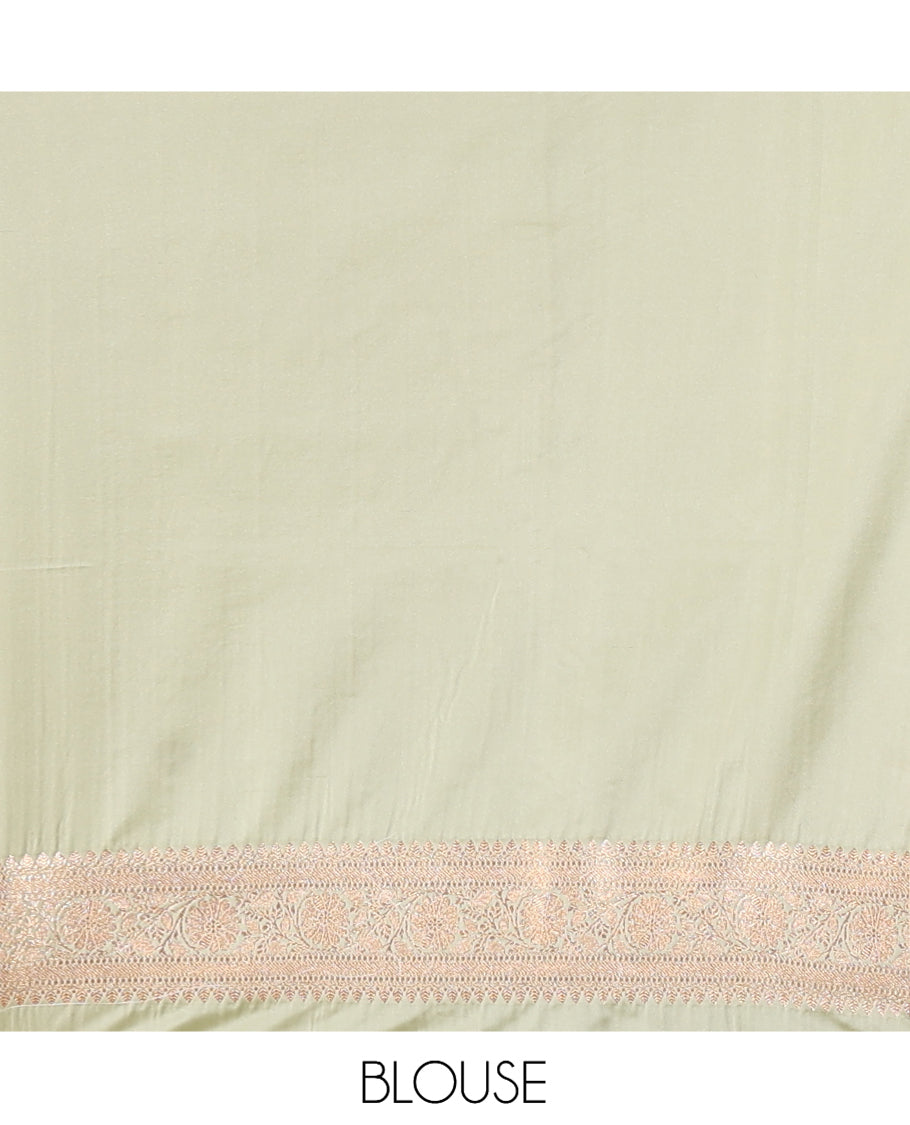 Pale Green Semi-Banaras Satin Silk Saree