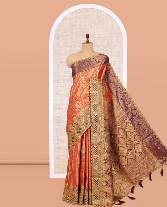 Rust Mysore Silk Saree
