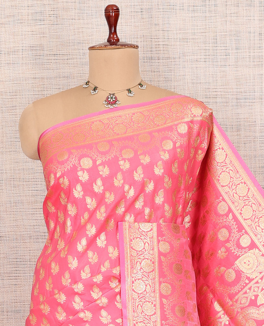 Pink Banaras Nylon Saree