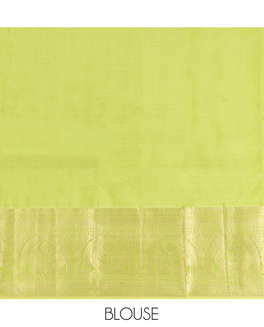 Wine Vasundhara Silk Saree, Graced with Zari Buttas, Complemented by Contrast Traditional Border of Mayil Designs, Grand Pallu, and a Contrast Blouse