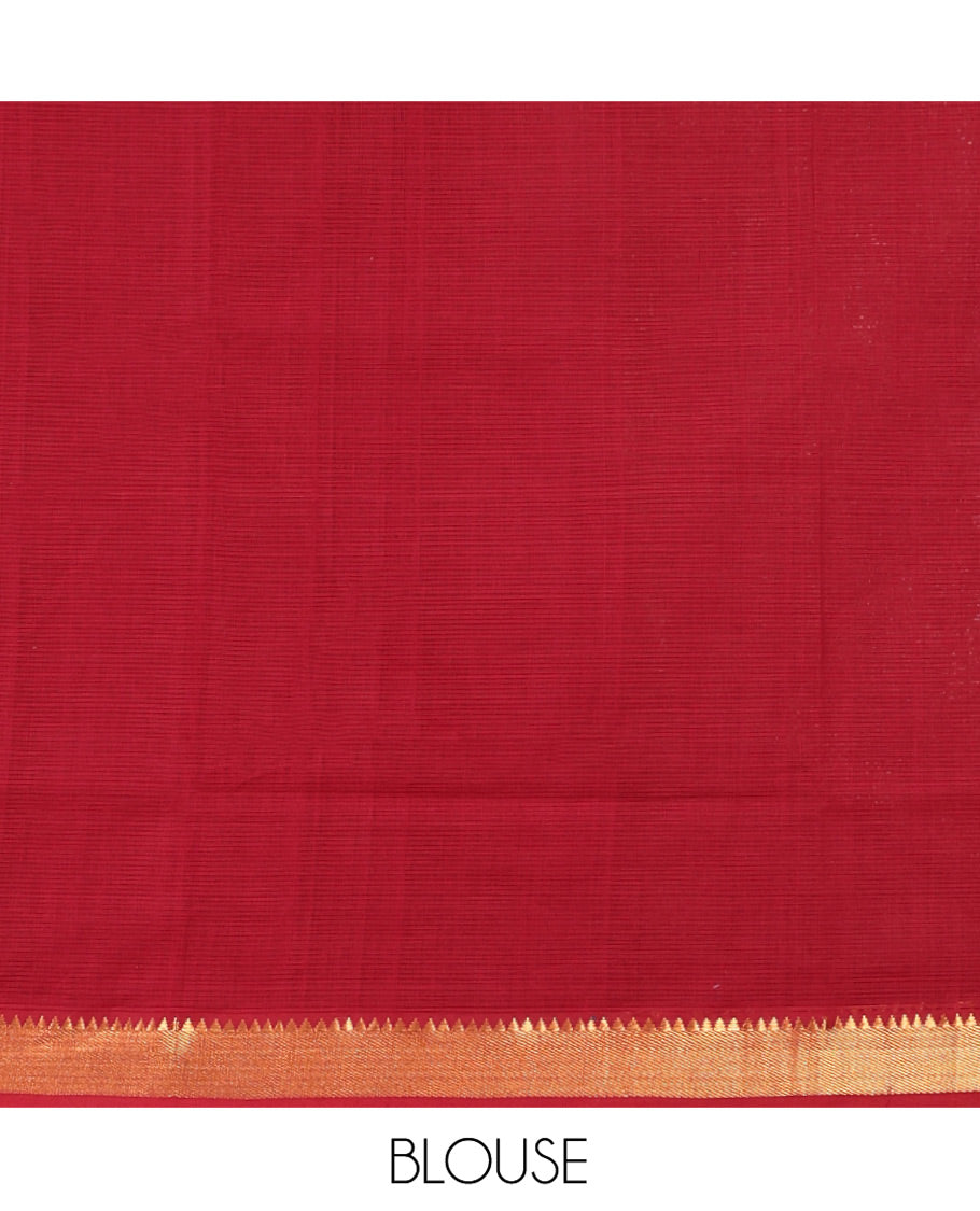 Mustard Mangalgiri Cotton Saree, Gleamed Up with Stripes on Its Body, Complemented by Contrast Zari Temple Border, Zari-Striped Pallu, and Paired with a Matching Blouse