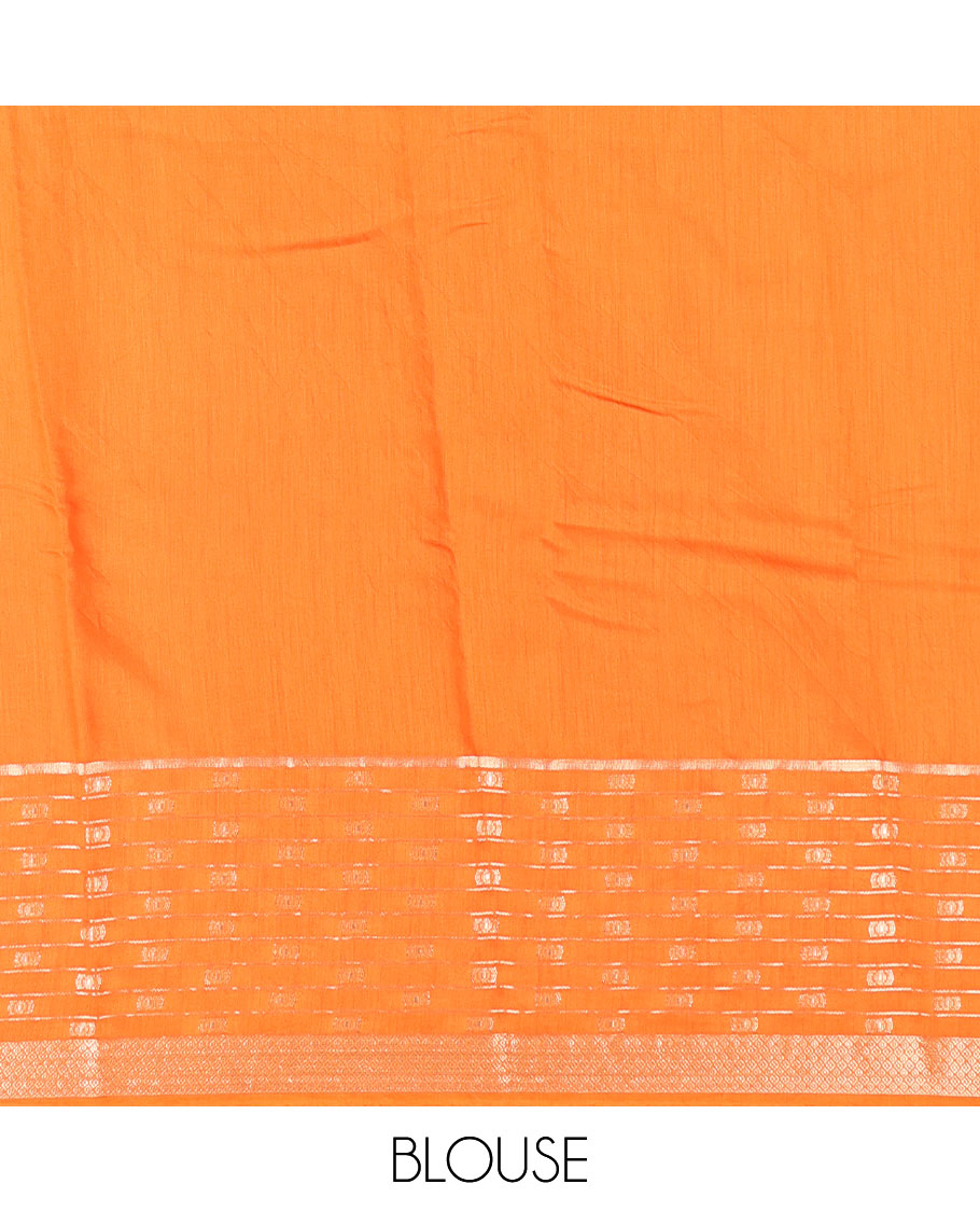 Orange Plain Assam Silk Saree, Mesmerized with a Traditional Zari Border, Zari-Striped Pallu, and a Matching Blouse