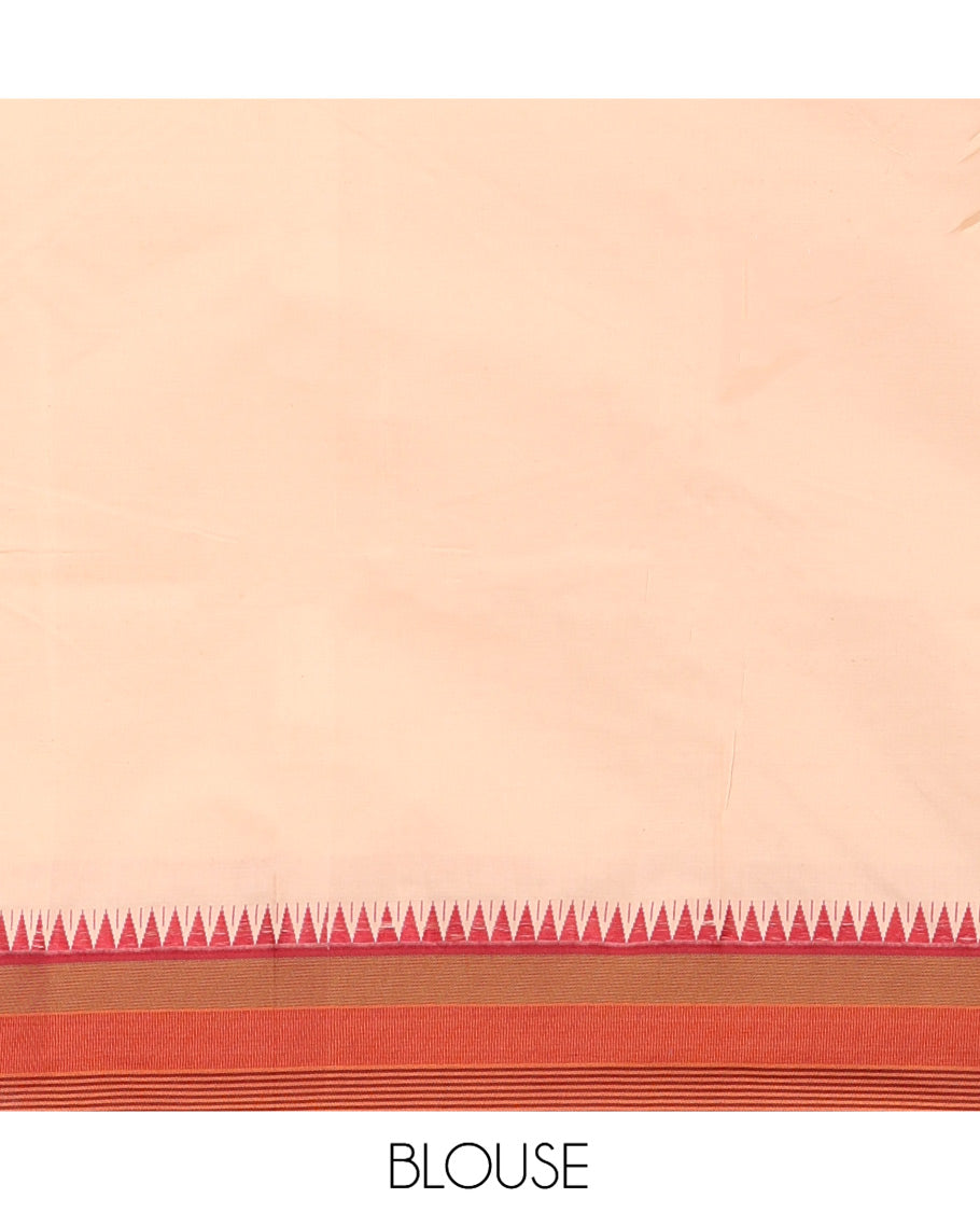 Light Chikku Plain Mercerised Cotton Saree