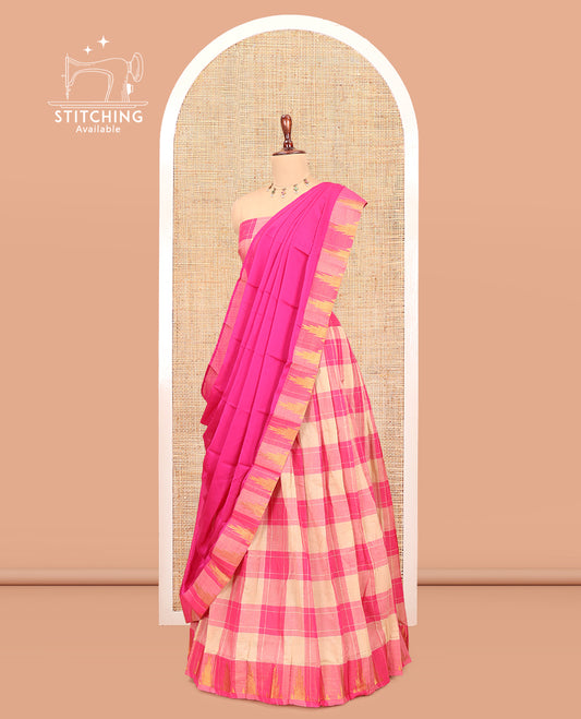 Chikku-Rani Pink Chettinad Cotton Half-Saree