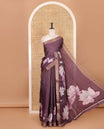 Purple zari checked & Pichwai Lotus digital printed semi-tussar saree, gold zari bavanji border & matching zari checked blouse
