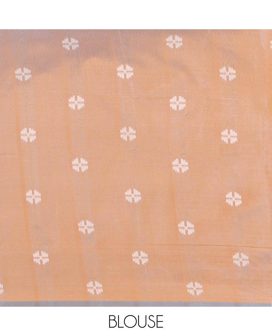 Blue Mulberry Soft Silk Saree, Embellished with Zig-Zag Stripes and Floral Jaal Design on Its Body, Highlighted by a Zari-Decked-Up Border, Pallu Features an Ikkat Design Weave, and Paired with a Blouse