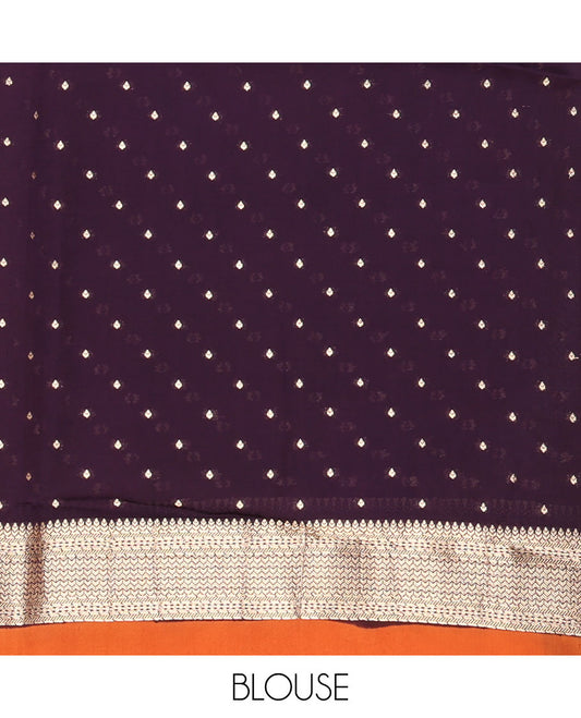 Orange animal print mushru silk saree with bawanchi border & rich pallu along with butta design blouse
