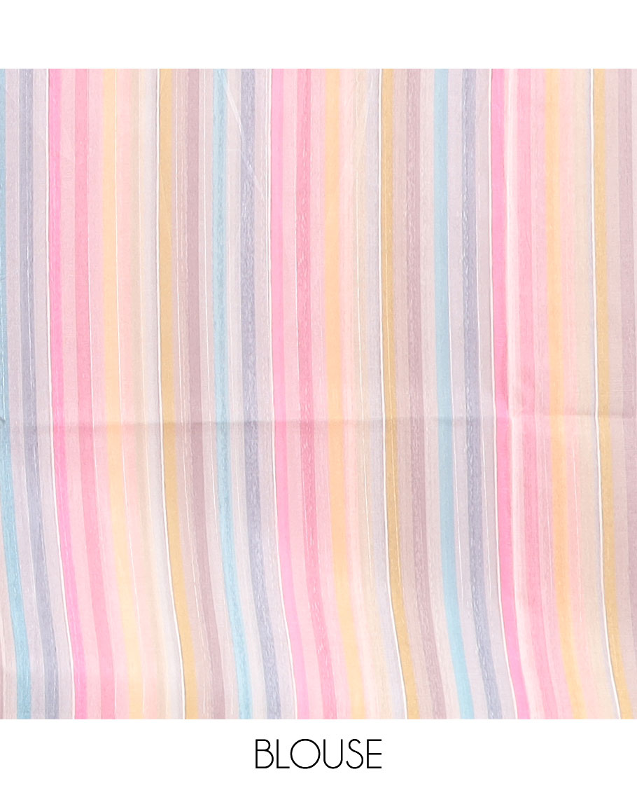 Maroon semi-banaras tussar saree with contrast striped border & multi-colored striped pallu