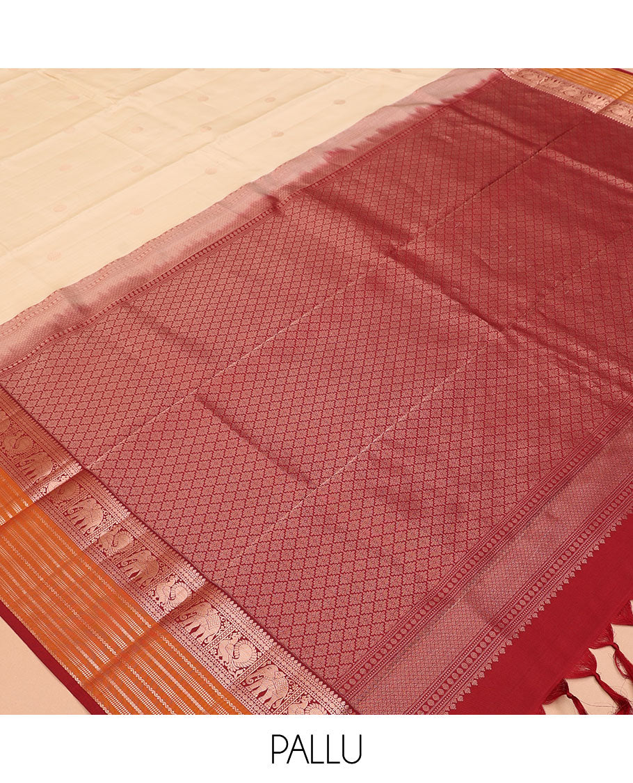 Cream-Maroon-Mustard Vasundhara Lite Silk Mix Saree