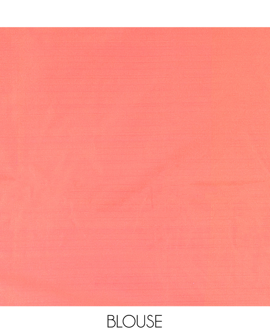 Orange Checks Budget Silk Saree