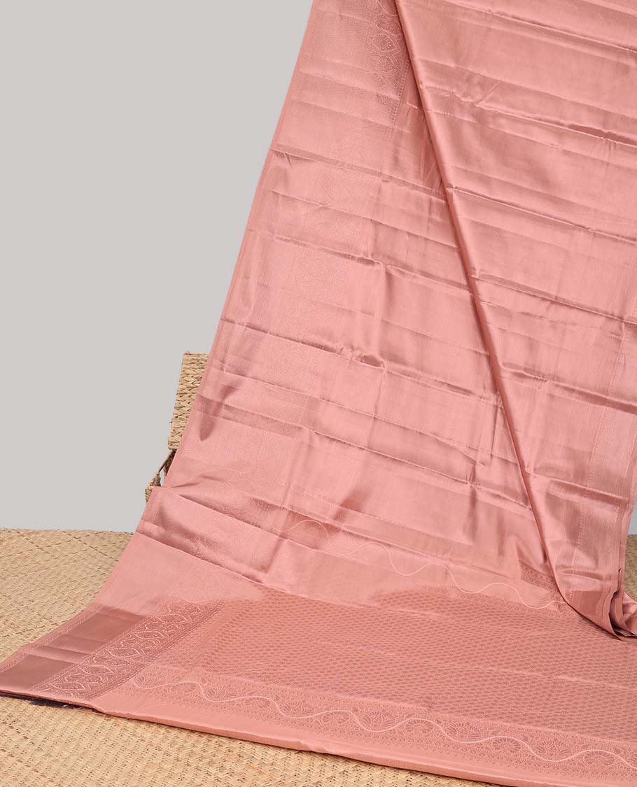 Brown budget silk saree with self zari design border & intricate zari design pallu