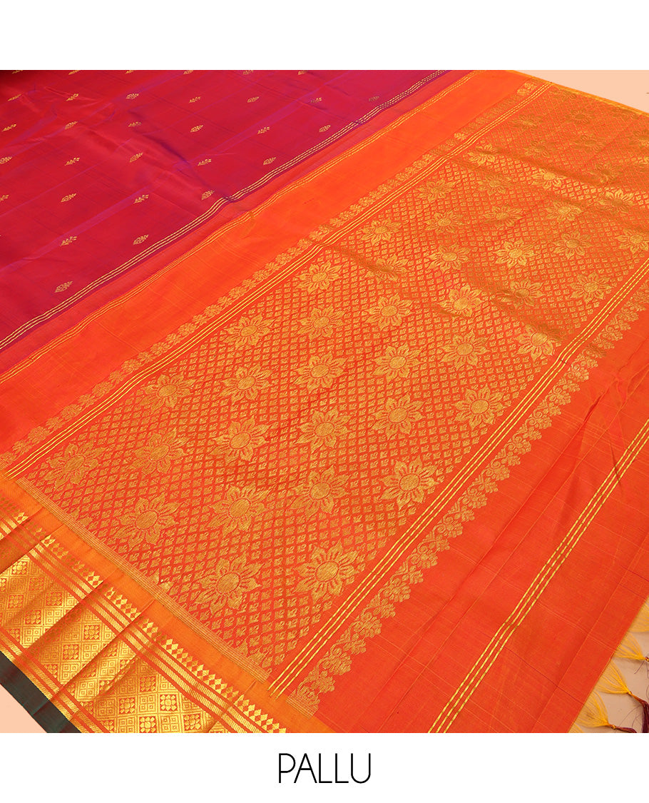 Pink Zari Butta Kanchipuram Silk Saree