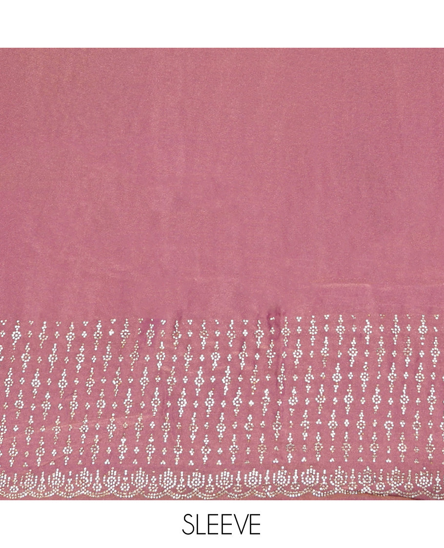 Pink Designer Saree, Mesmerized with Stone Work, a Scallop Stone Work Border, and Matching Blouse