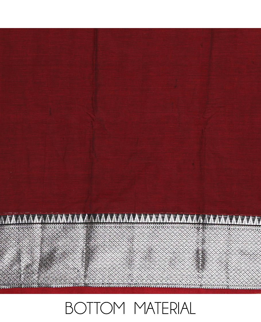 Maroon material chudidar set,traditional zari border mercerized cotton top, matching mercerized cotton bottom & traditional border dupatta