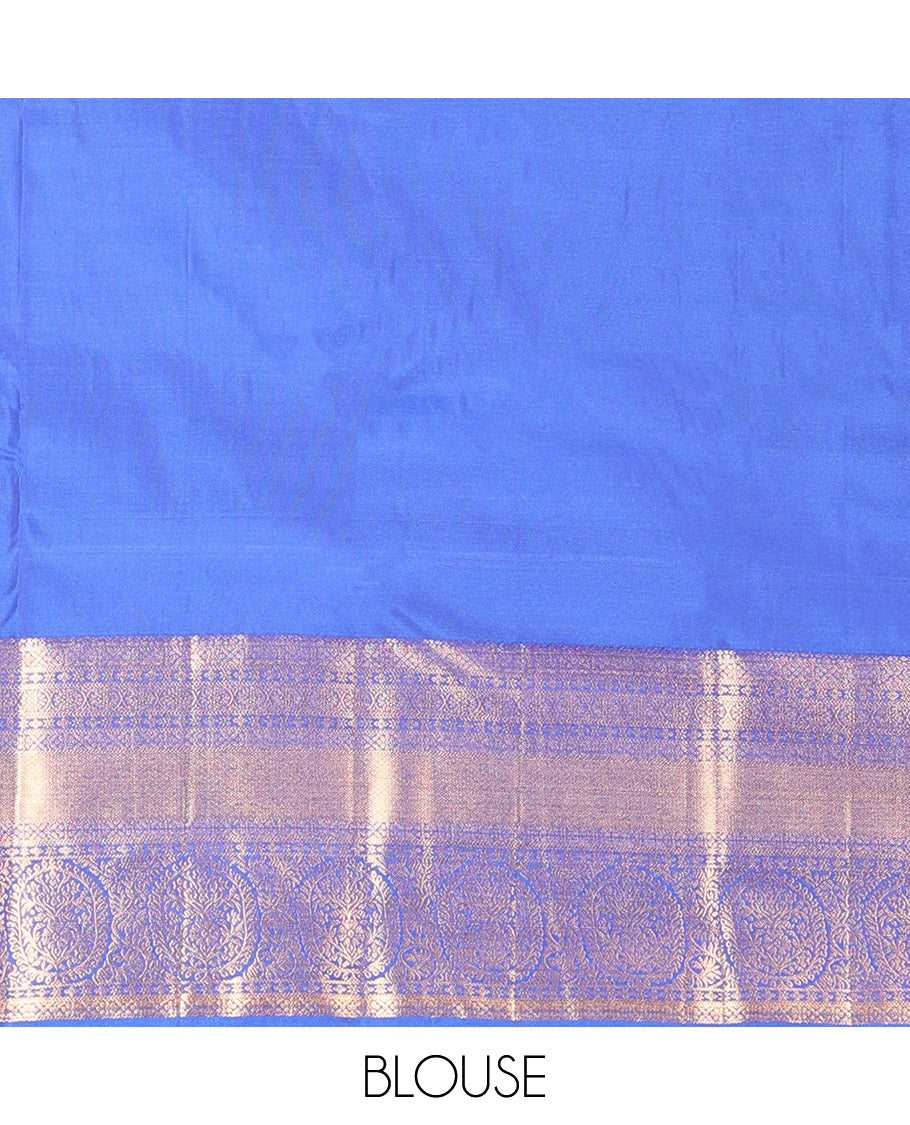 Blue Budget Silk Saree Enthralled with Paisley Buttas All Over Its Body, Highlighted by a Traditional Zari Design Border, Grand Pallu of Jaal Designs, and Paired with a Matching Blouse