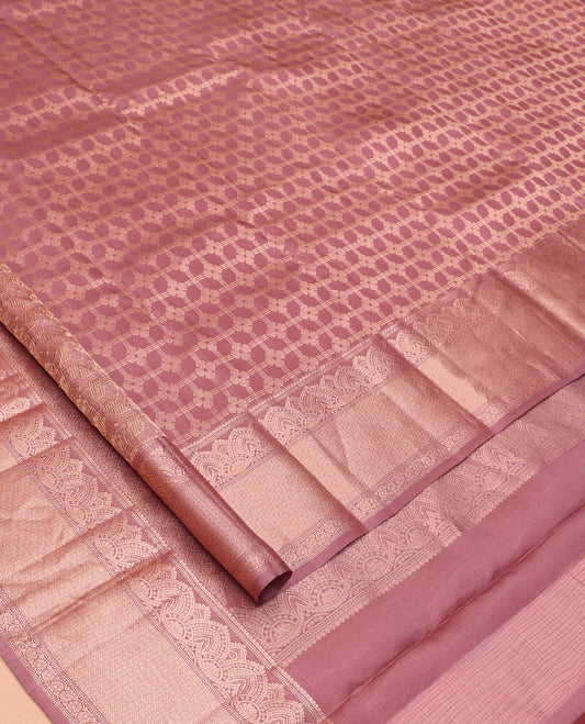 Rosewood Pink Jacquard Design Kanchipuram Wedding Silk Saree