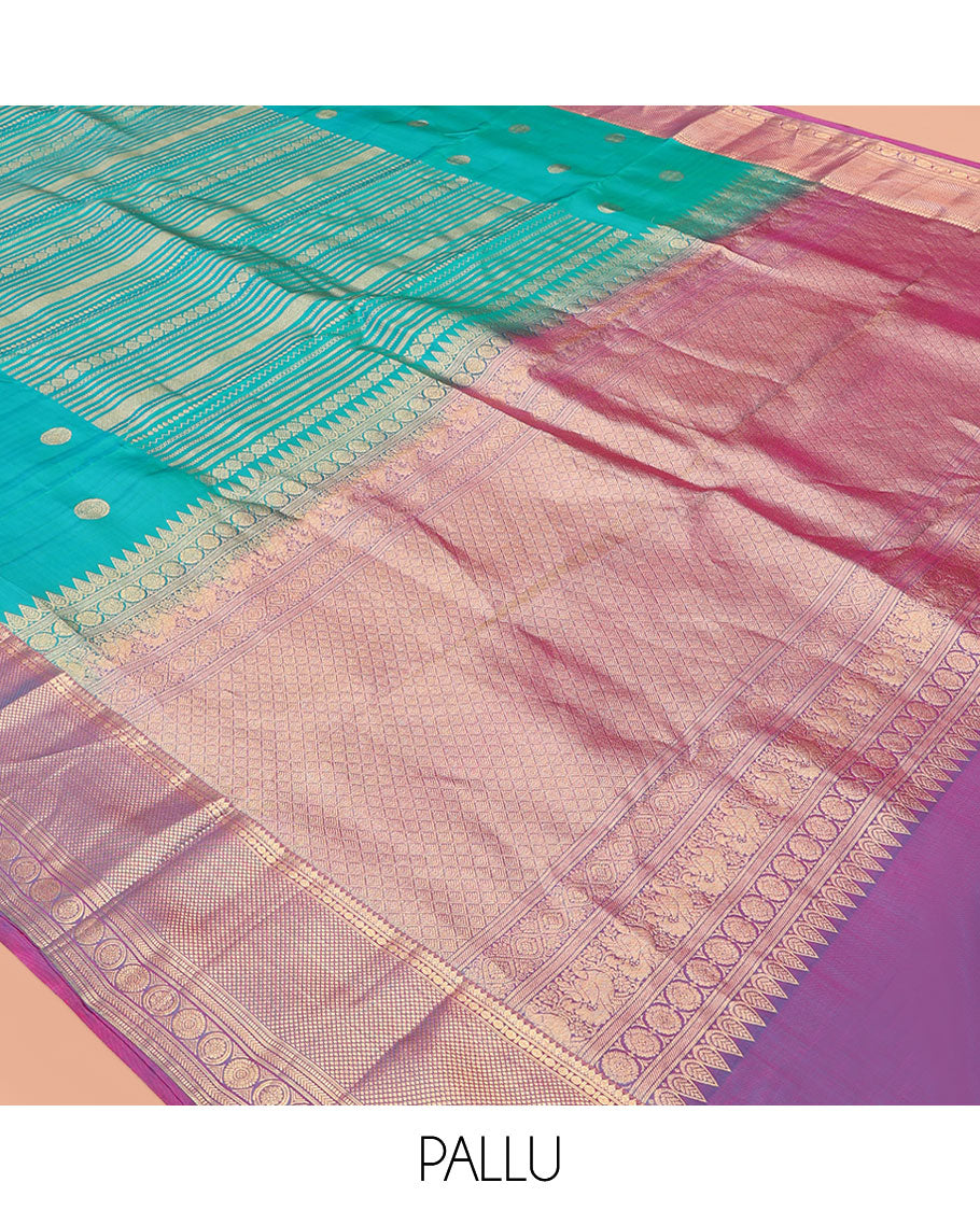 Blue Udal Pettu Vasundhara Lite Silkmix Saree, a Contrast Traditional Border, Jaal Pallu, Contrast Blouse